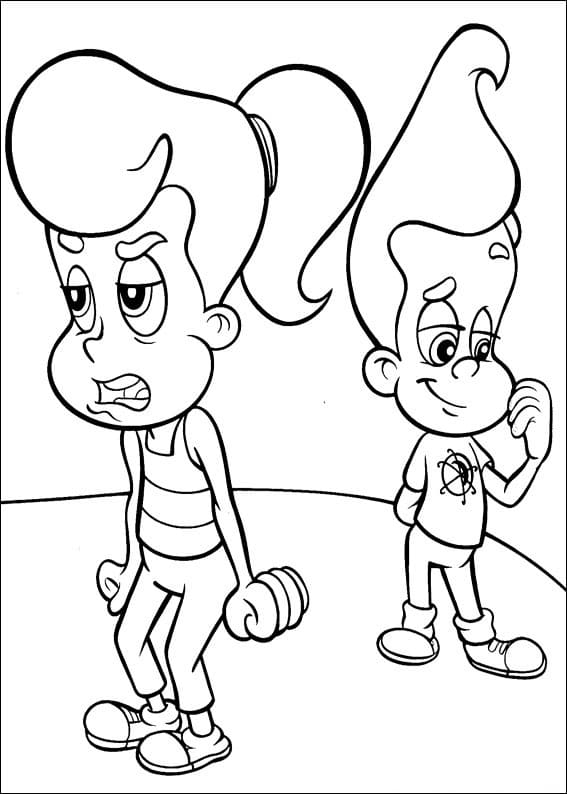 Desenho deJimmy Neutron e Cindy Vortex para colorir