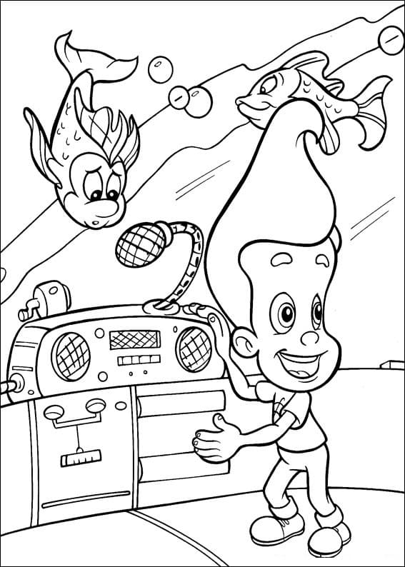 Desenho deJimmy Neutron e Peixe para colorir