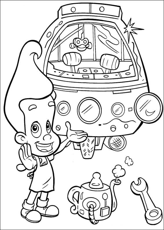 Desenho deJimmy Neutron e Veículo para colorir