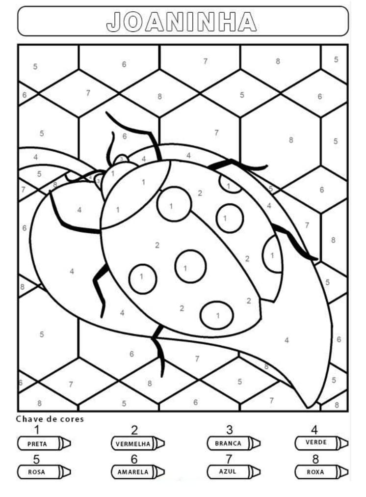 Desenho deJoaninha Colorir por Números para colorir