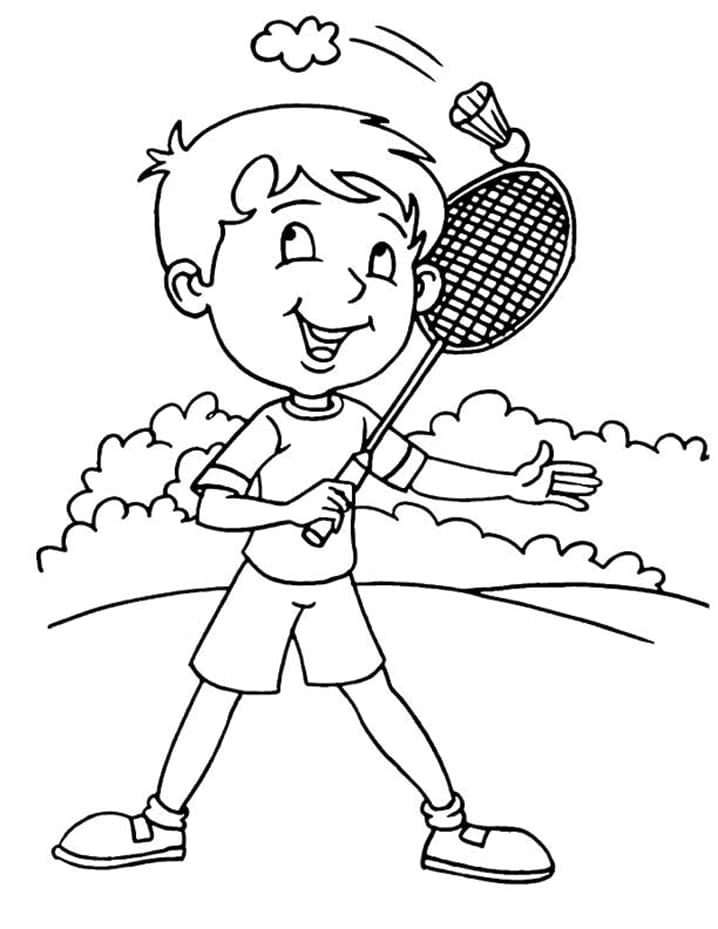 Desenho deJogando Badminton para colorir