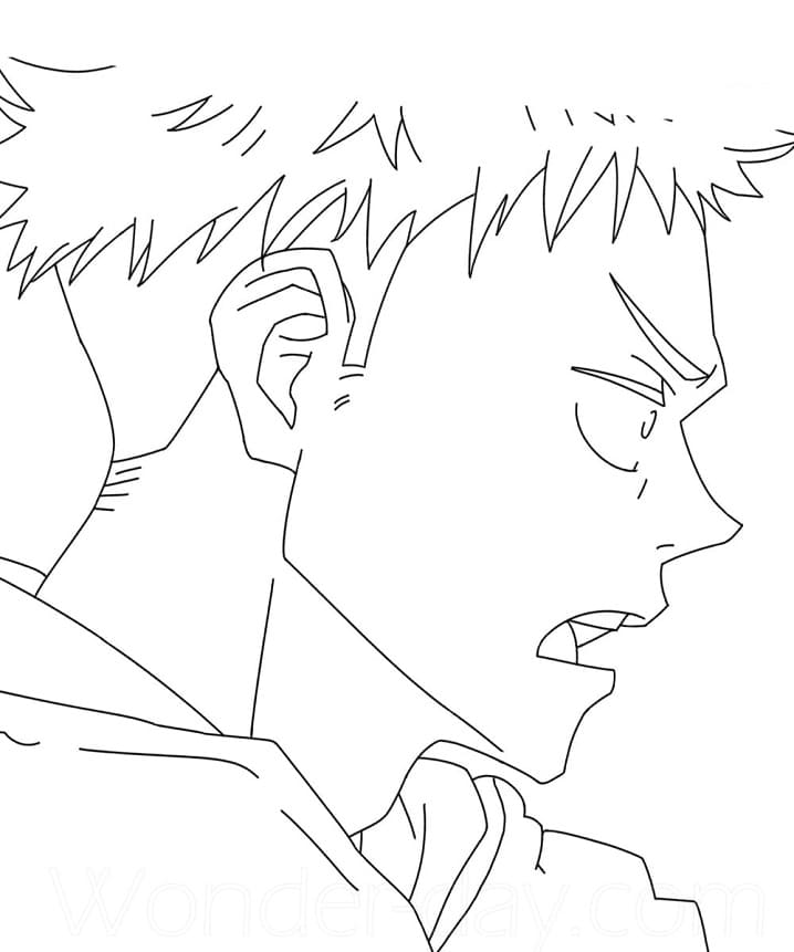 Desenho deJujutsu Kaisen Yuji Itadori para colorir