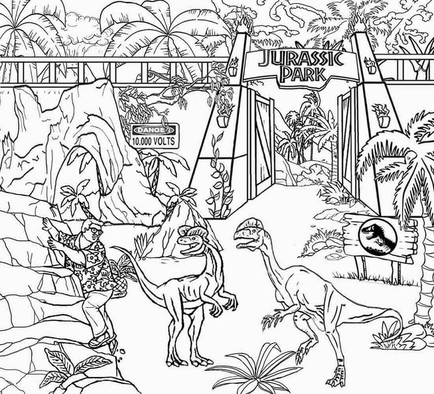 Desenho de Jurassic Park 3 para colorir