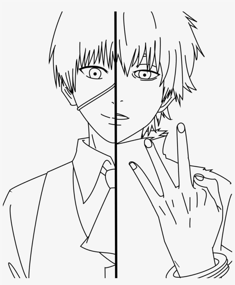 Desenho deKaneki Ken 12 para colorir