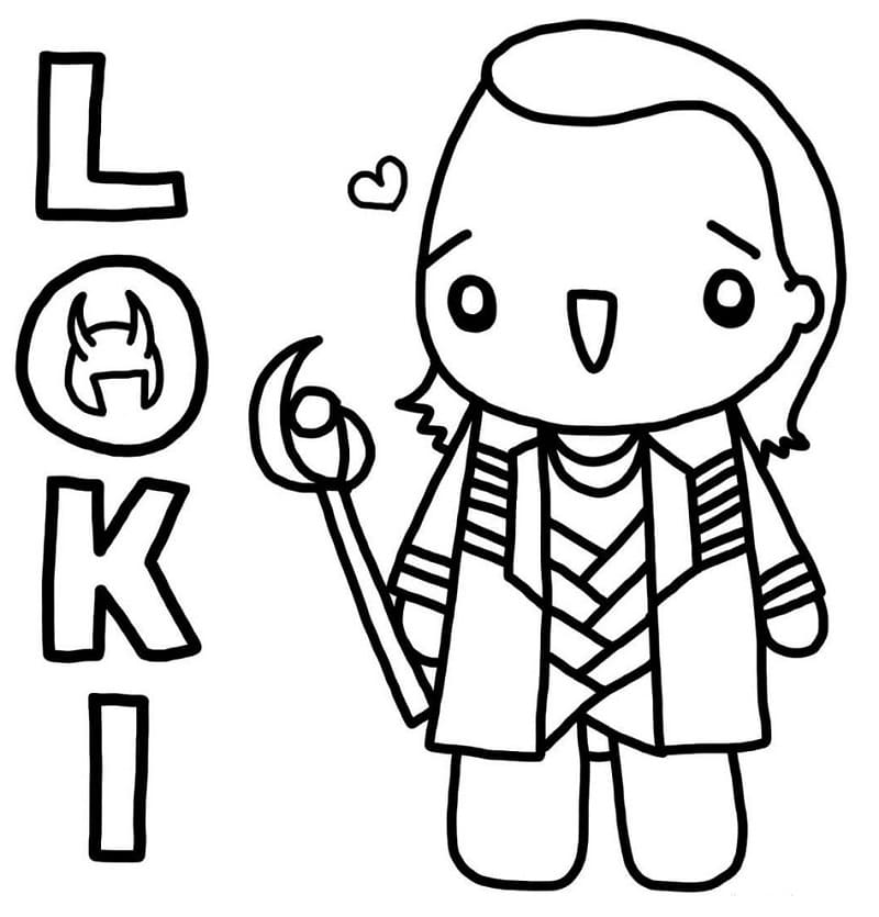 Desenho de Kawaii Loki para colorir