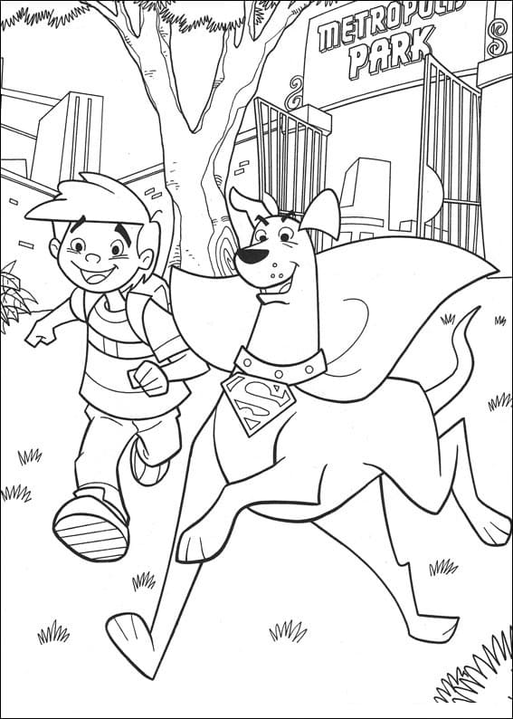 Desenho deKrypto e Kevin Correndo para colorir