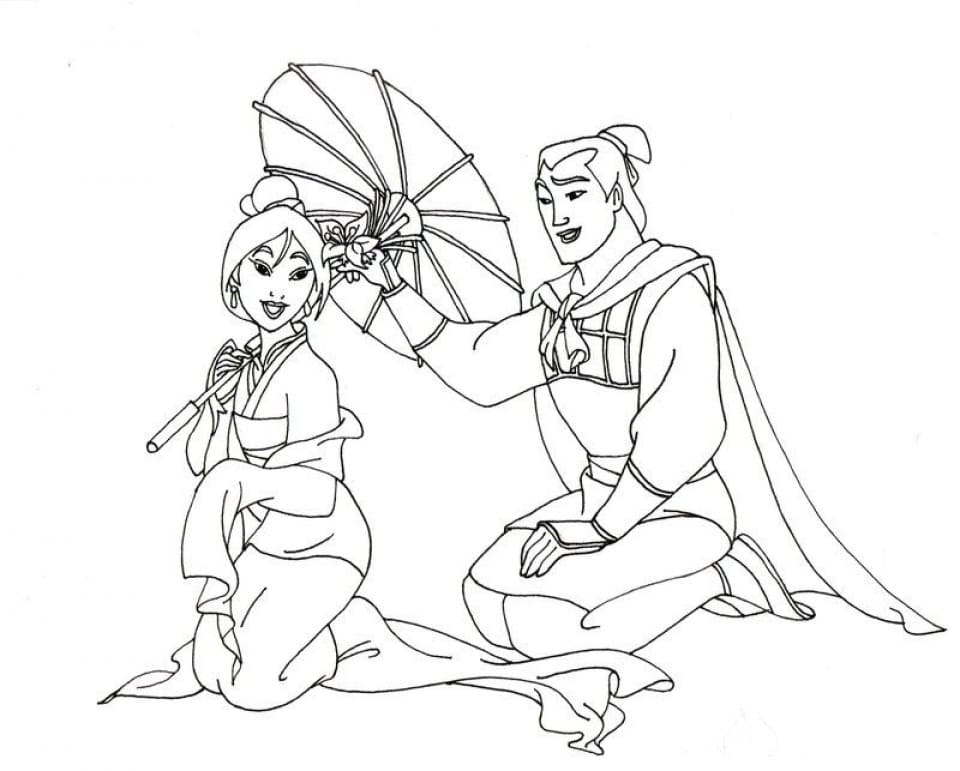 Desenhos de Mulan para colorir