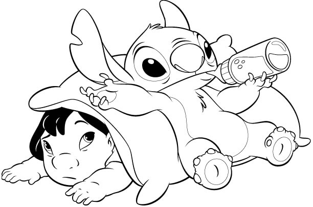 Desenho de Lilo e Stitch 10 para colorir