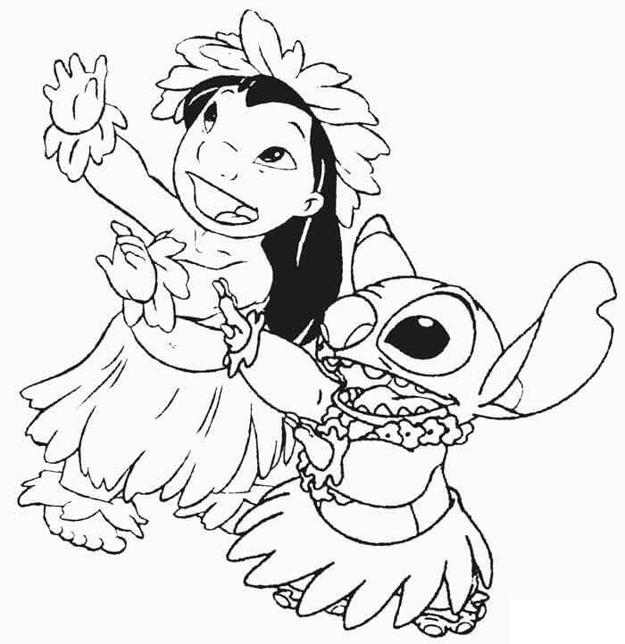 Desenho de Lilo e Stitch 2 para colorir