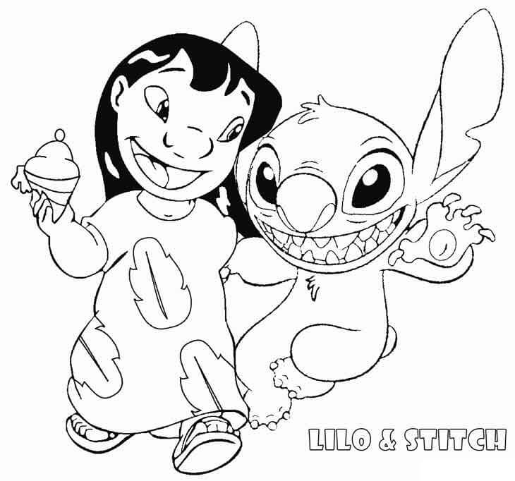 Desenho de Lilo e Stitch 5 para colorir