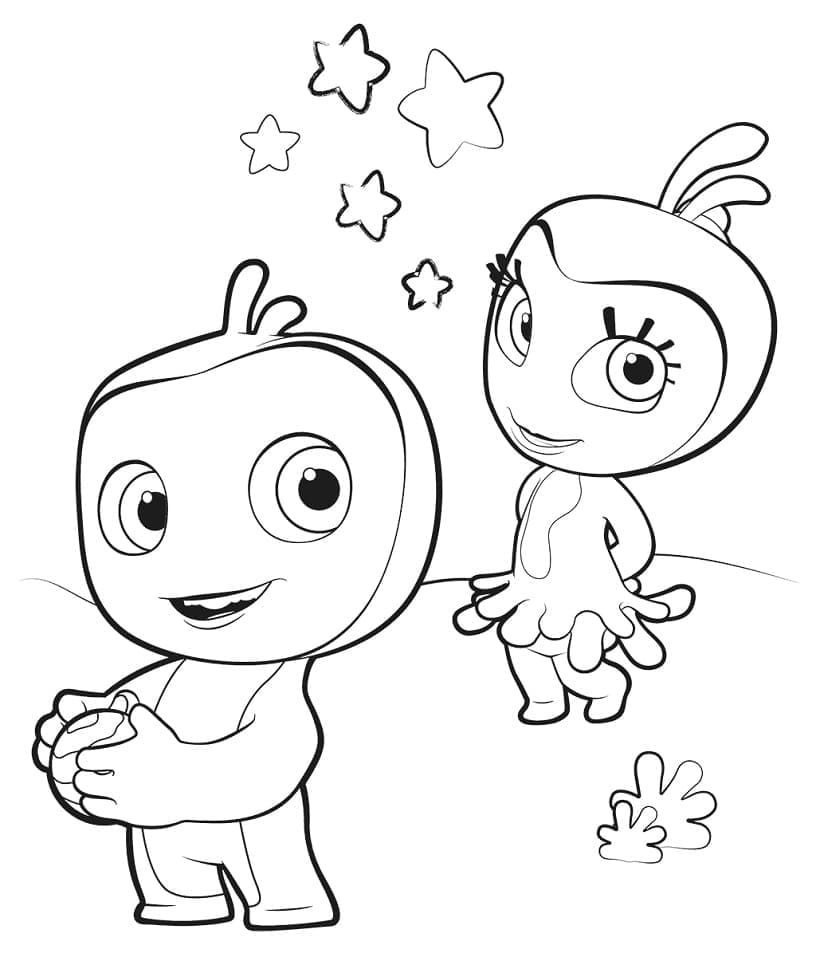 Desenho deLily e Boomer de Kate e Mim Mim para colorir