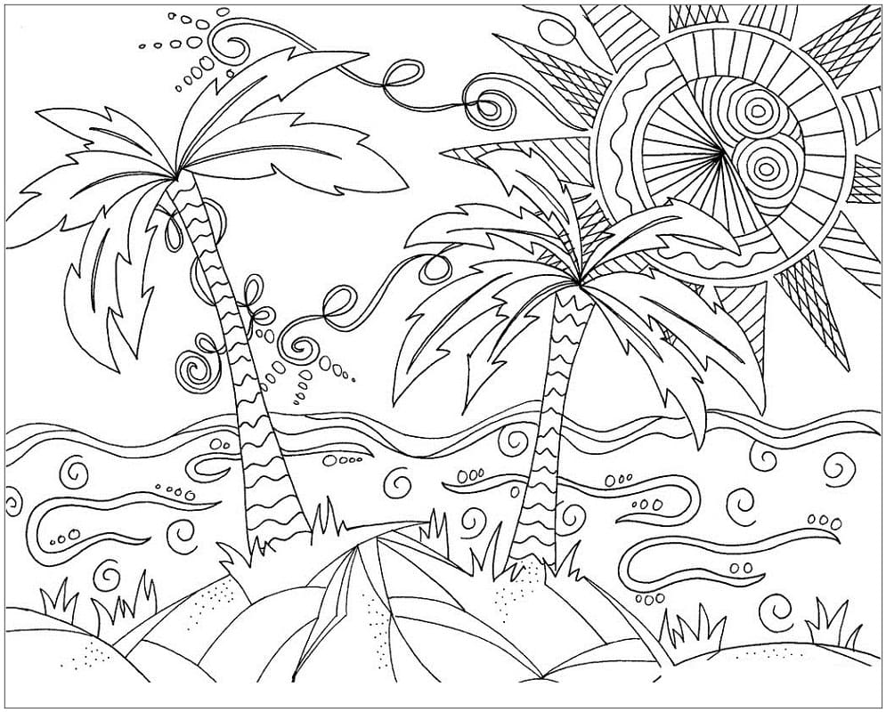 Desenho deLinda Cena de Praia 5 para colorir