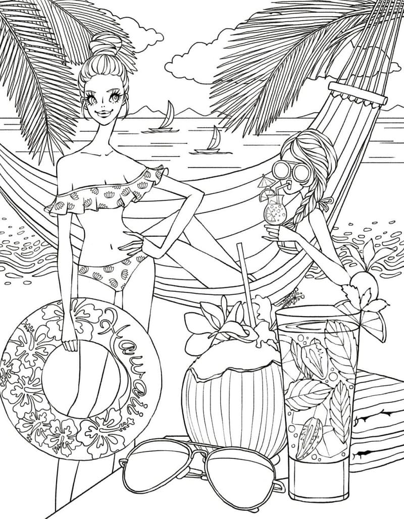 Desenho deLinda Praia 5 para colorir