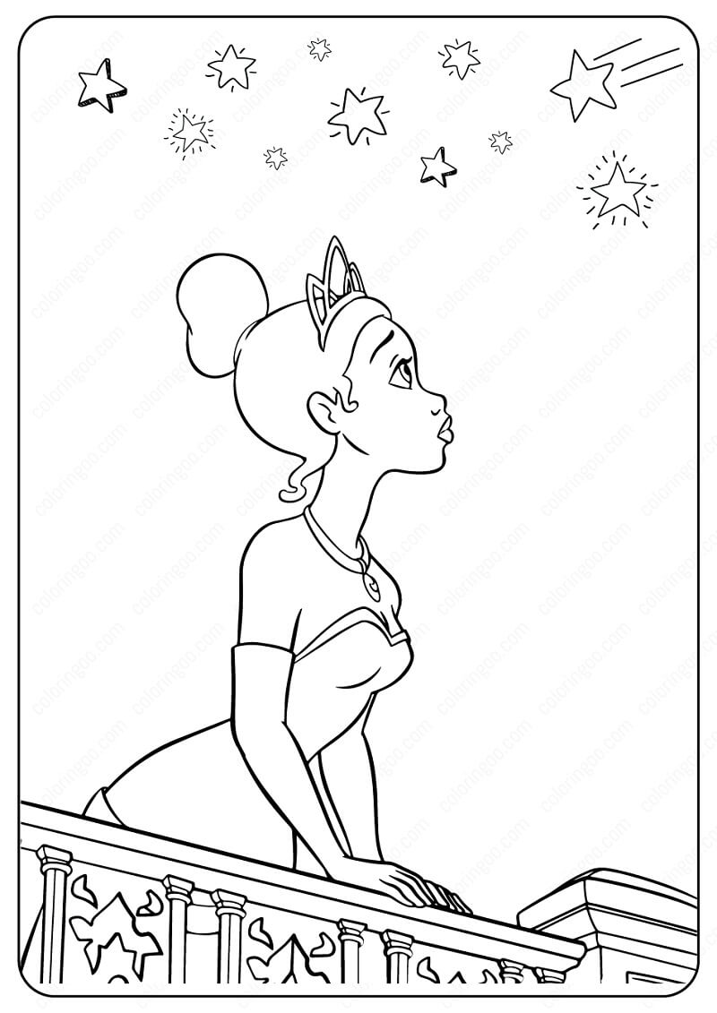 Desenho deLinda Princesa Tiana 5 para colorir