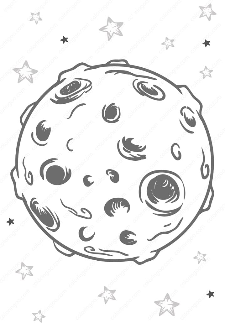 Desenho de Lua e Estrelas 4 para colorir