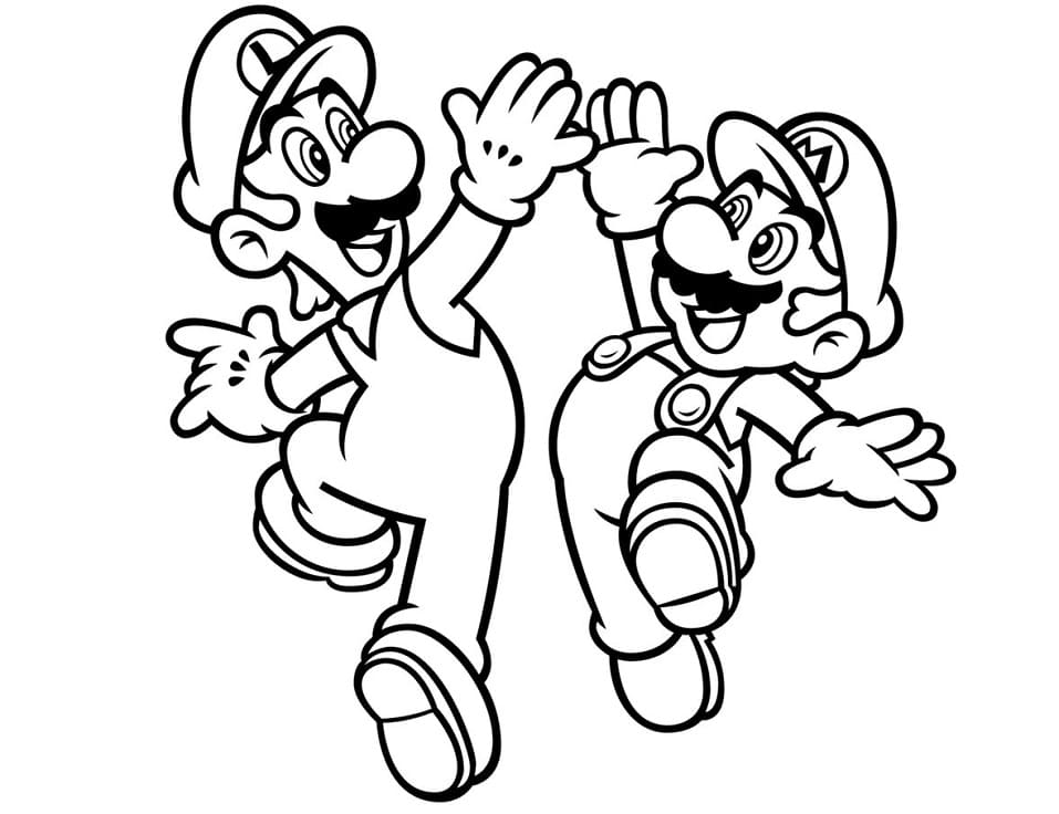 Desenho deLuigi e Mario para colorir