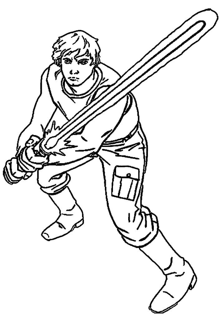 Desenho deLuke Skywalker com Sabre de Luz 4 para colorir