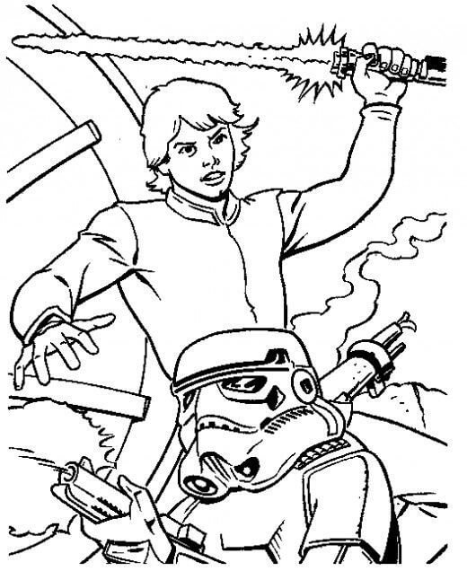 Desenho deLuke Skywalker está Lutando 1 para colorir