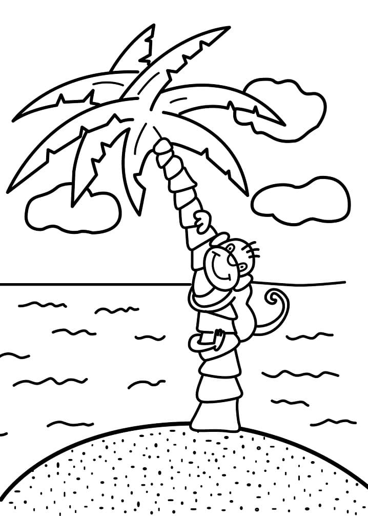 Desenho deMacaco na Ilha para colorir