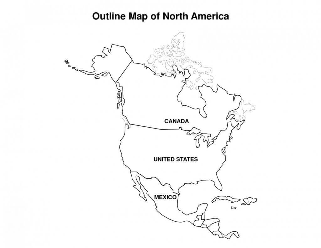 Desenho deMapa da América do Norte para colorir