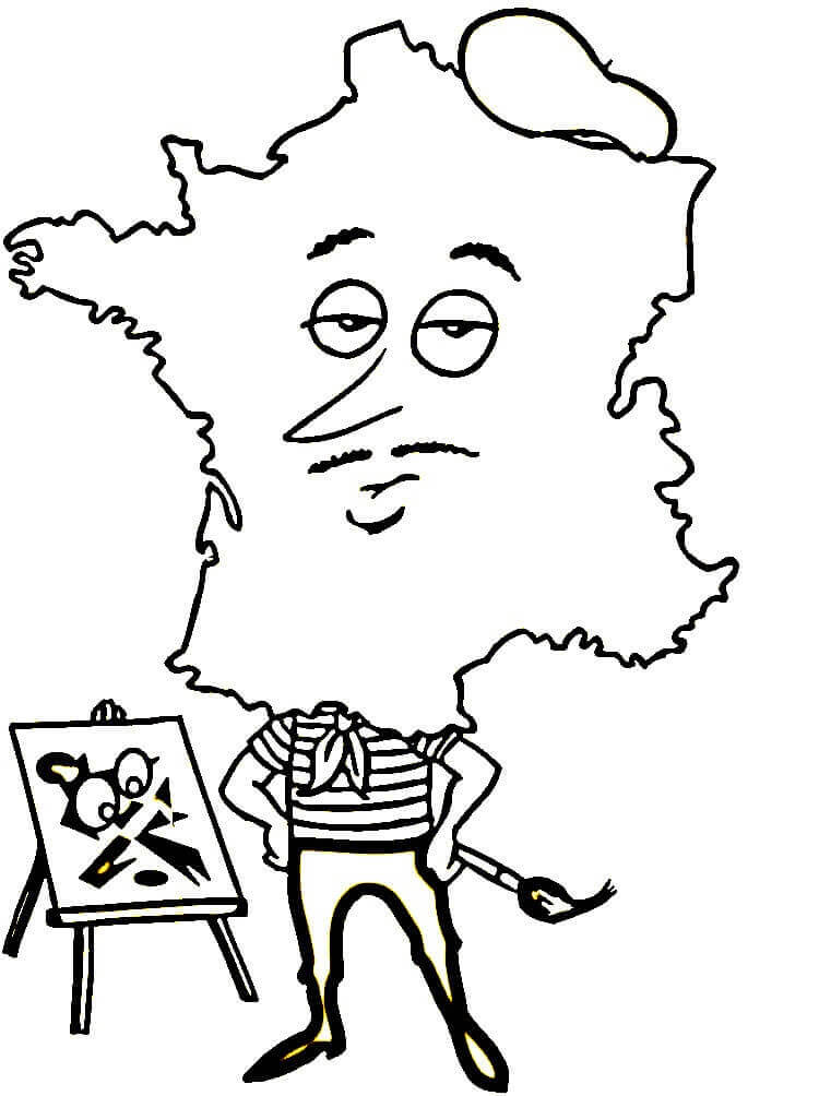 Desenho deMapa da França, um pintor para colorir