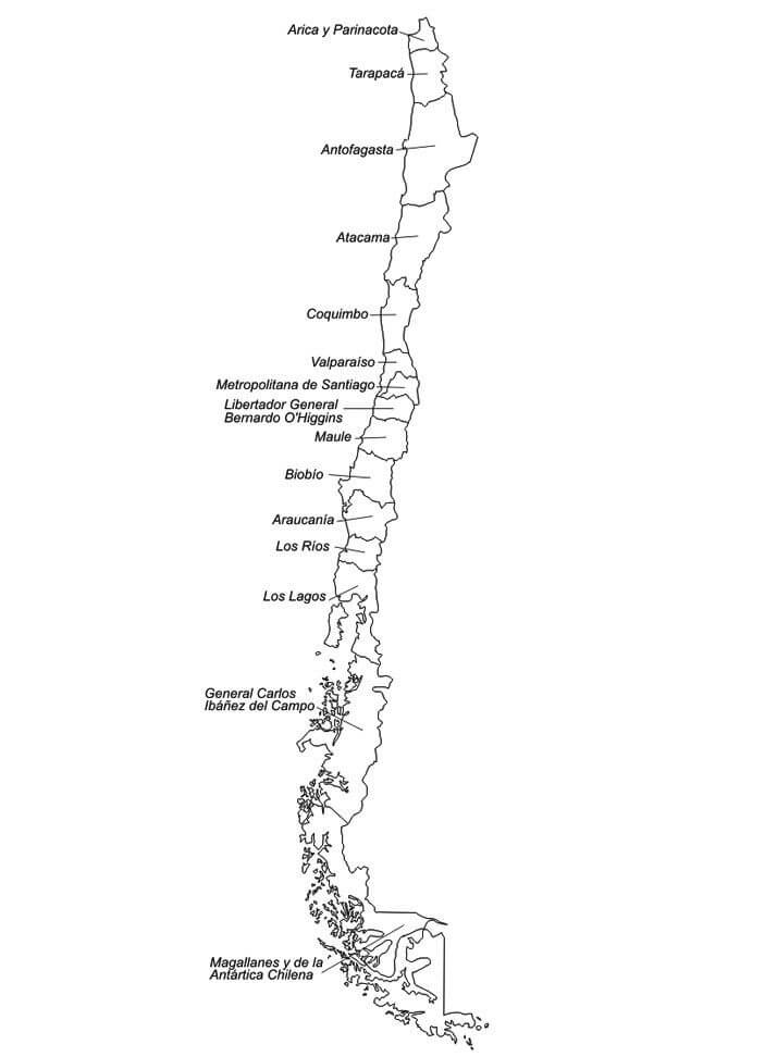 Desenho deMapa da Chile para colorir