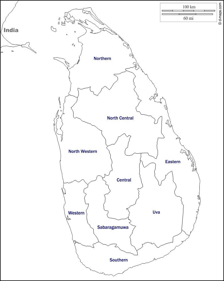 Desenho deMapa da Sri Lanka para colorir