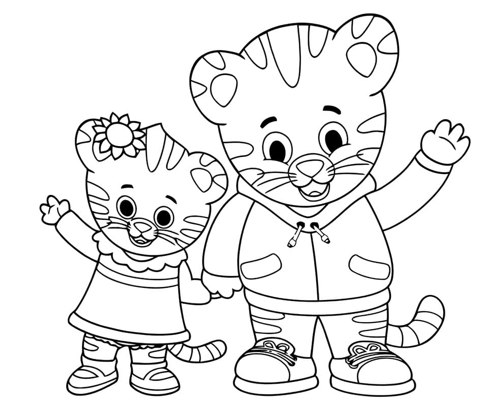 Desenho deMargaret e Daniel Tigre para colorir