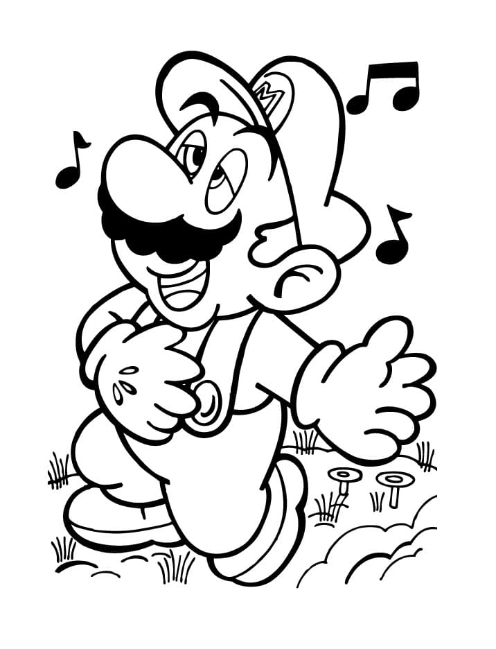 Desenho de Mario Cantando para colorir