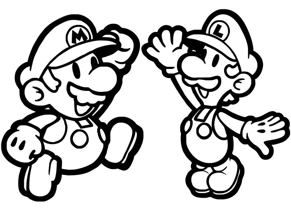 Desenho deMario e Luigi para colorir