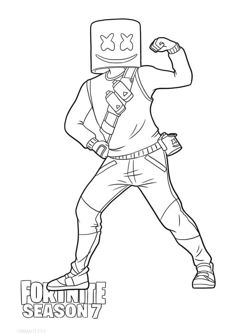 Desenho deMarshmello Fortnite 1 para colorir