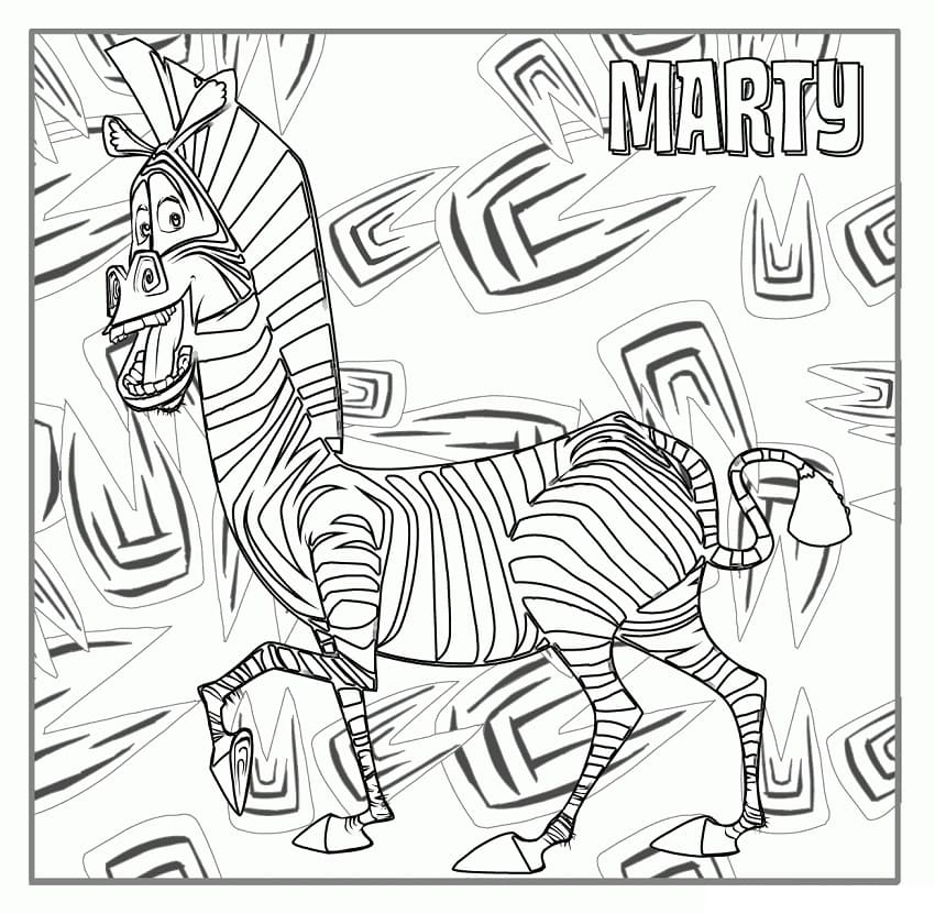 Desenho de Marty a Zebra 6 para colorir