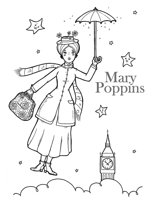 Desenho deMary Poppins 1 para colorir