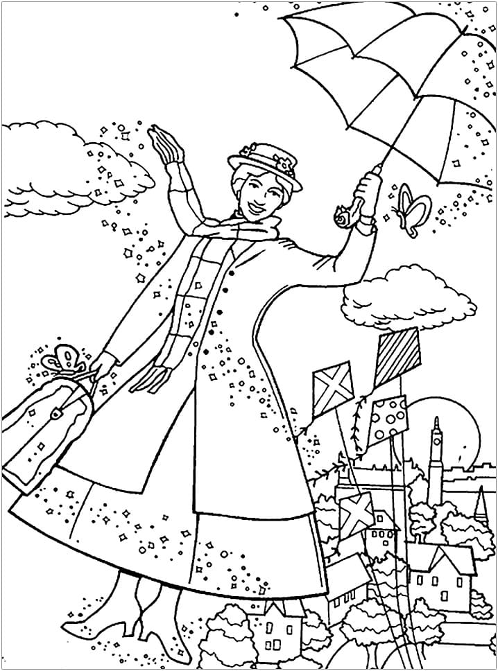 Desenhos de Mary Poppins para colorir