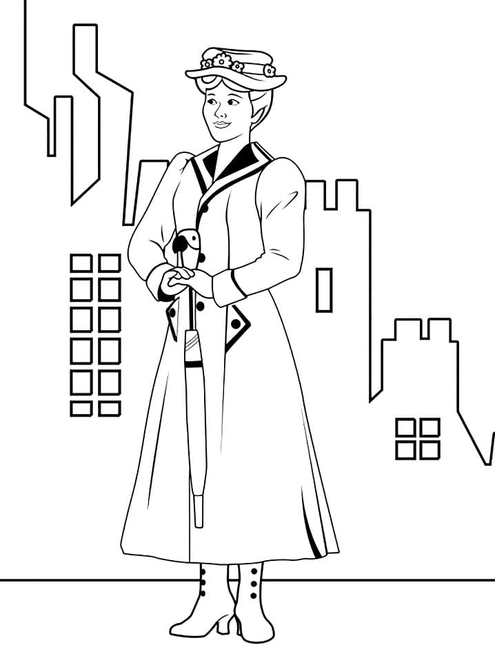 Desenho deMary Poppins 6 para colorir