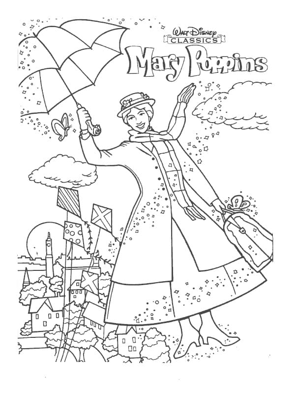 Desenho deMary Poppins 9 para colorir