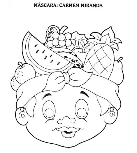 Desenho de Máscara de Carmen Miranda para colorir