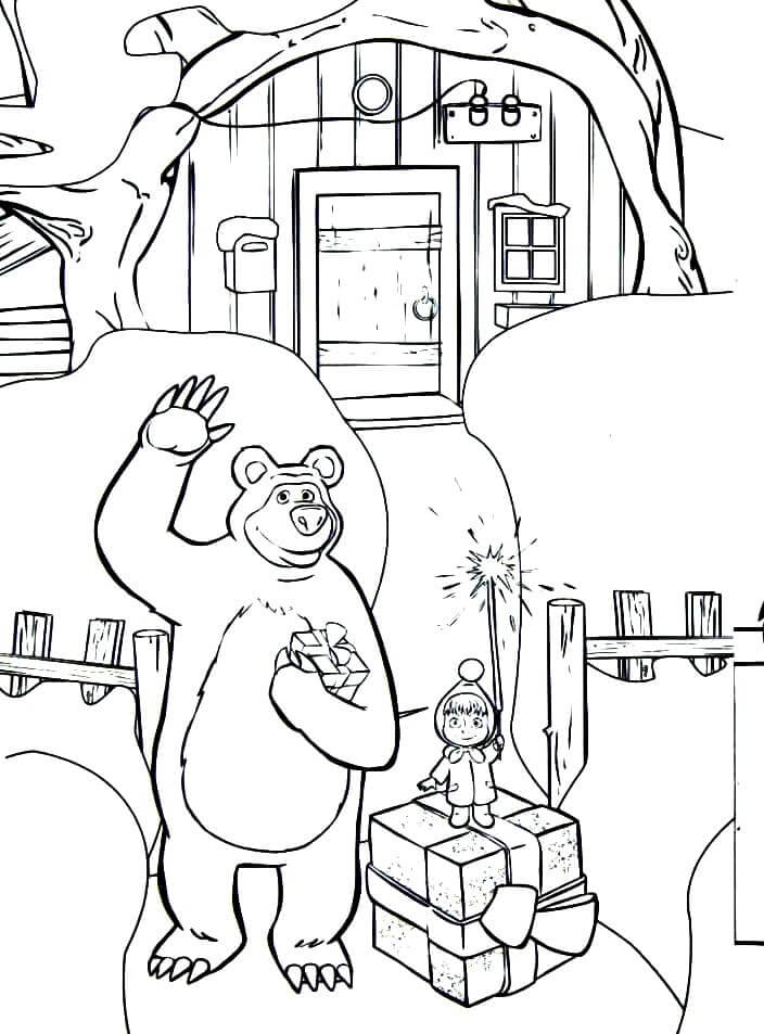 Desenho deMasha e o Urso 14 para colorir