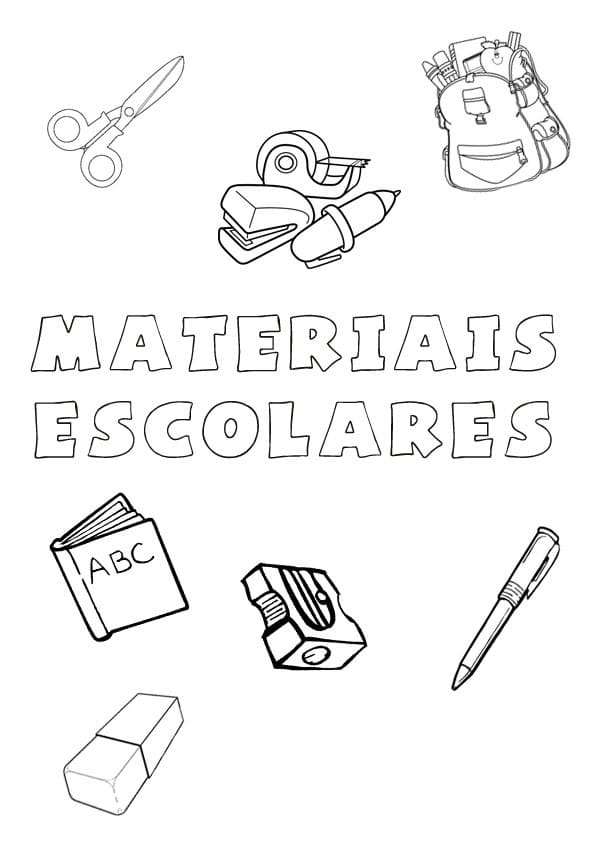 Desenhos de Materiais Escolares para colorir