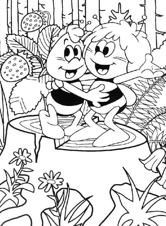 Desenho deMaya e Willy 4 para colorir