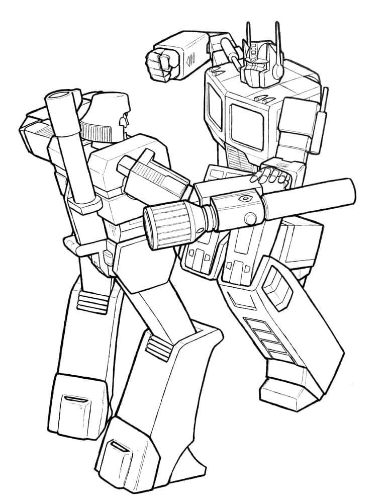 Desenho deMegatron e Optimus para colorir