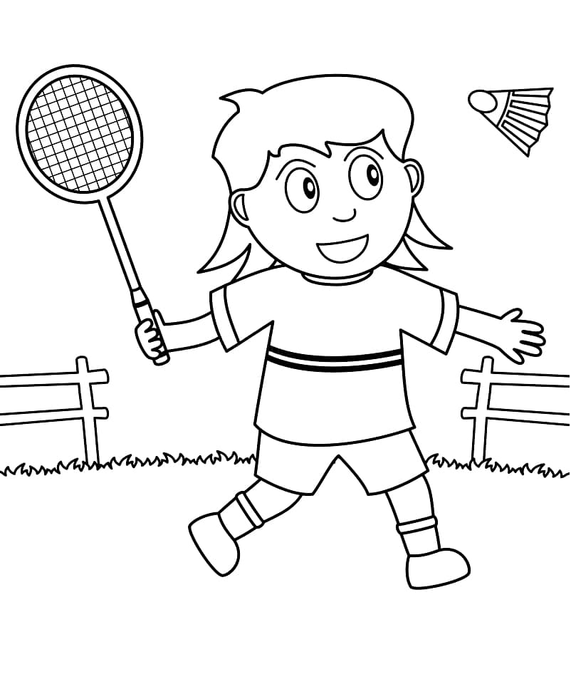 Desenho deMenina Jogando Badminton 3 para colorir