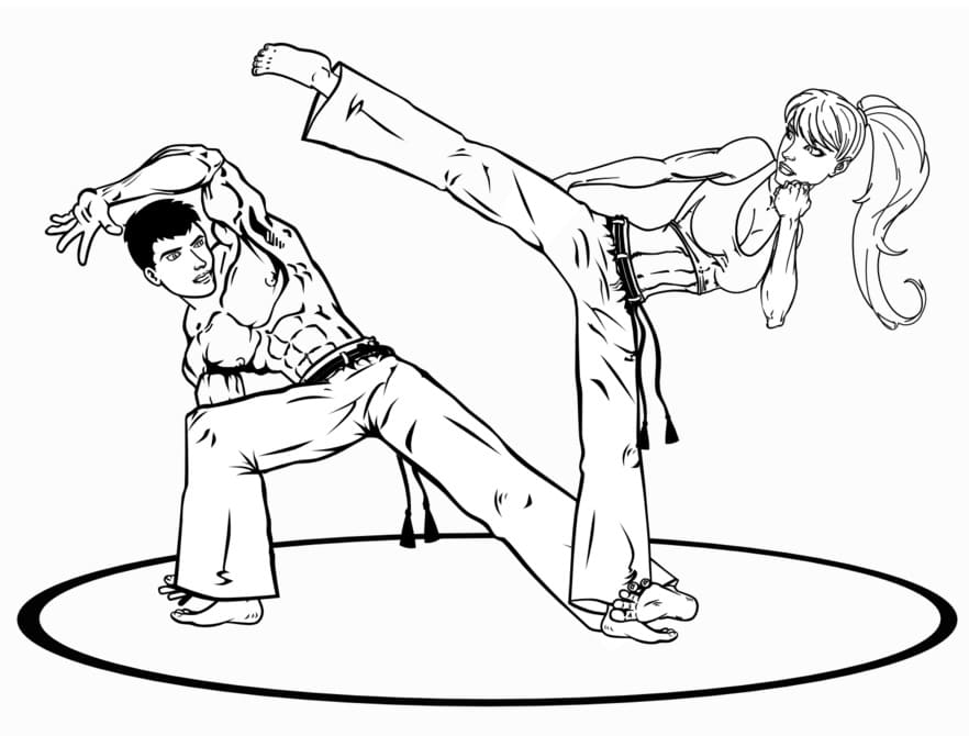 Desenho deMenina Jogando Capoeira para colorir