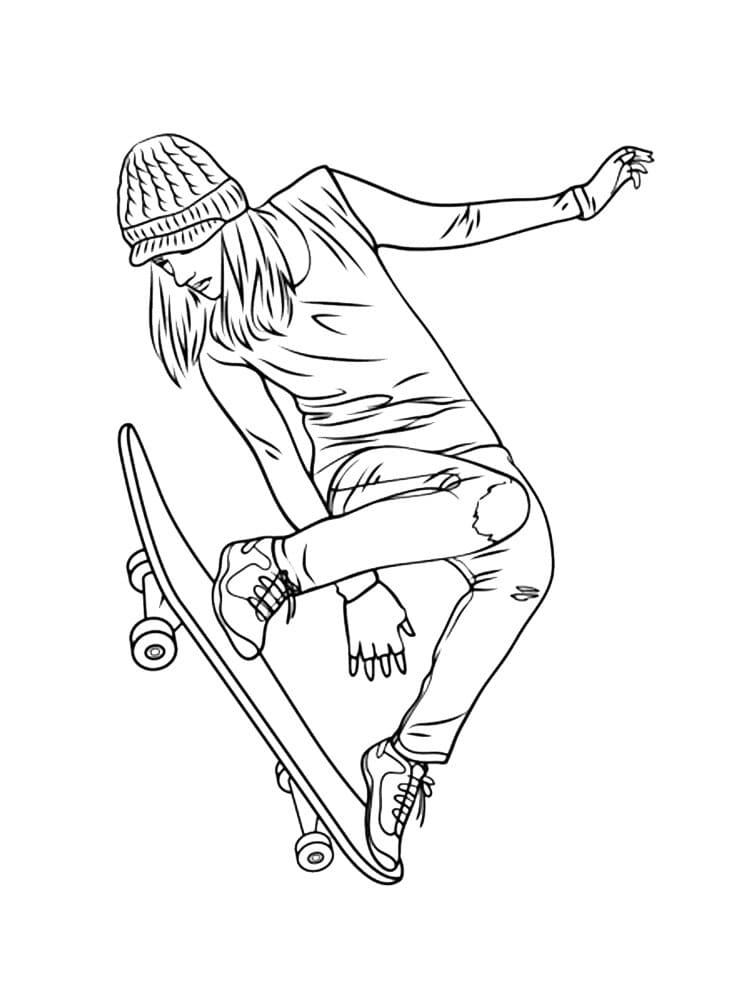 Desenho deMenina no Skate para colorir