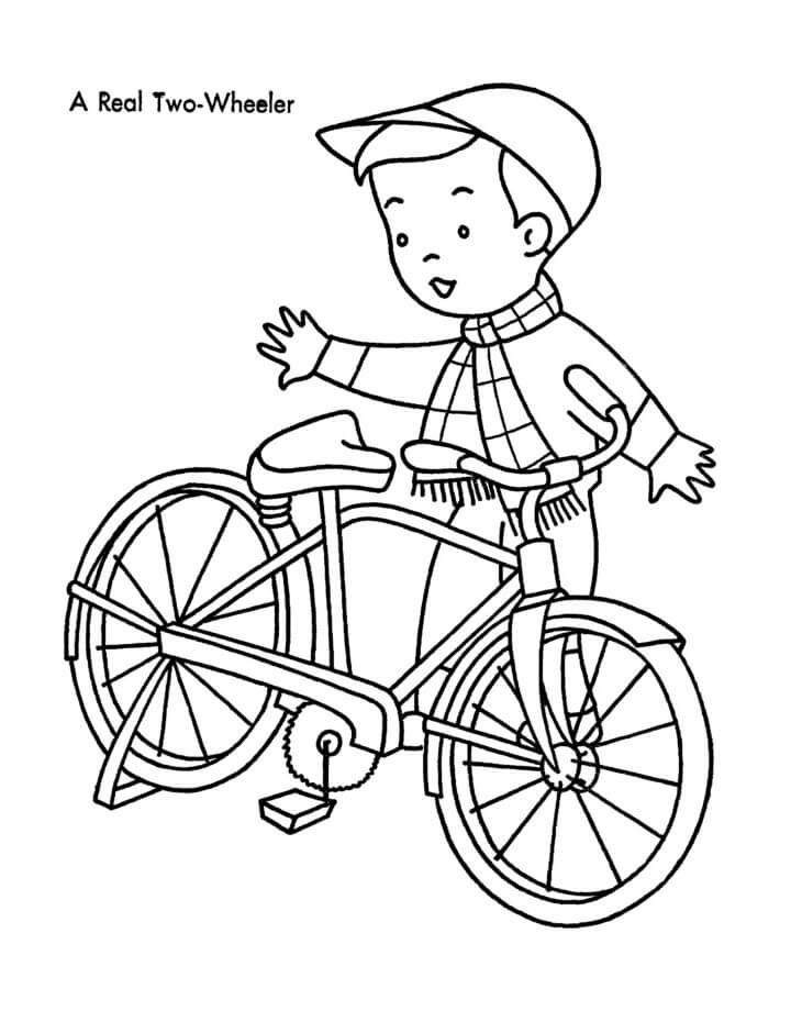 Desenho deMenino Andando de Bicicleta para colorir