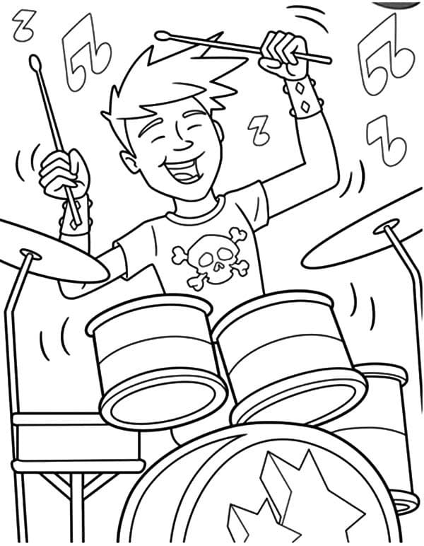 Desenho deMenino da Bateria para colorir