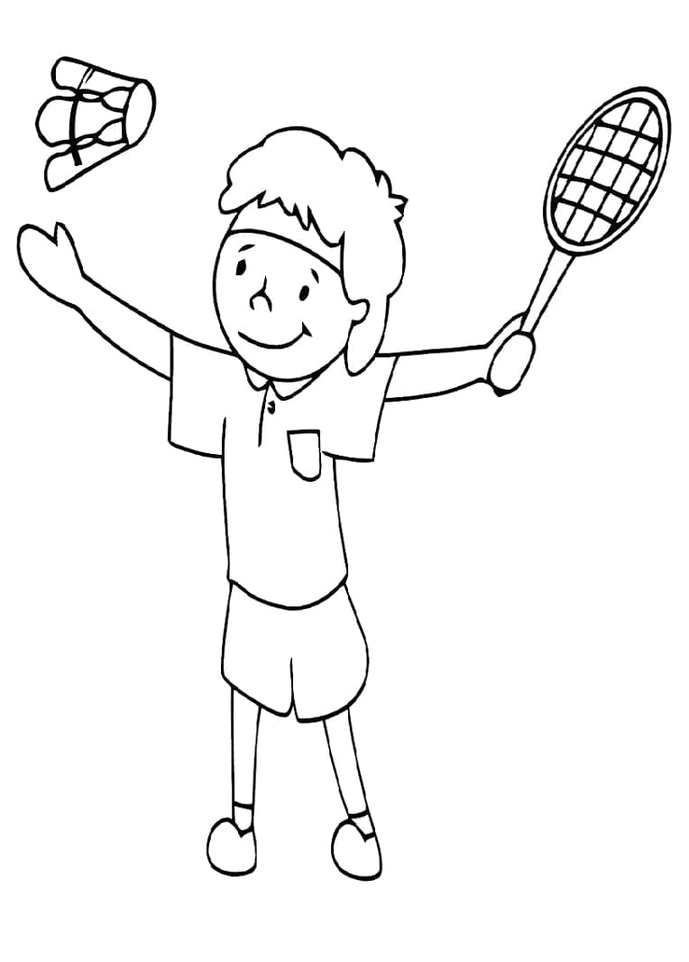 Desenho deMenino Jogando Badminton 1 para colorir