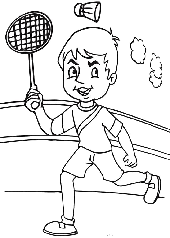 Desenho deMenino Jogando Badminton 2 para colorir