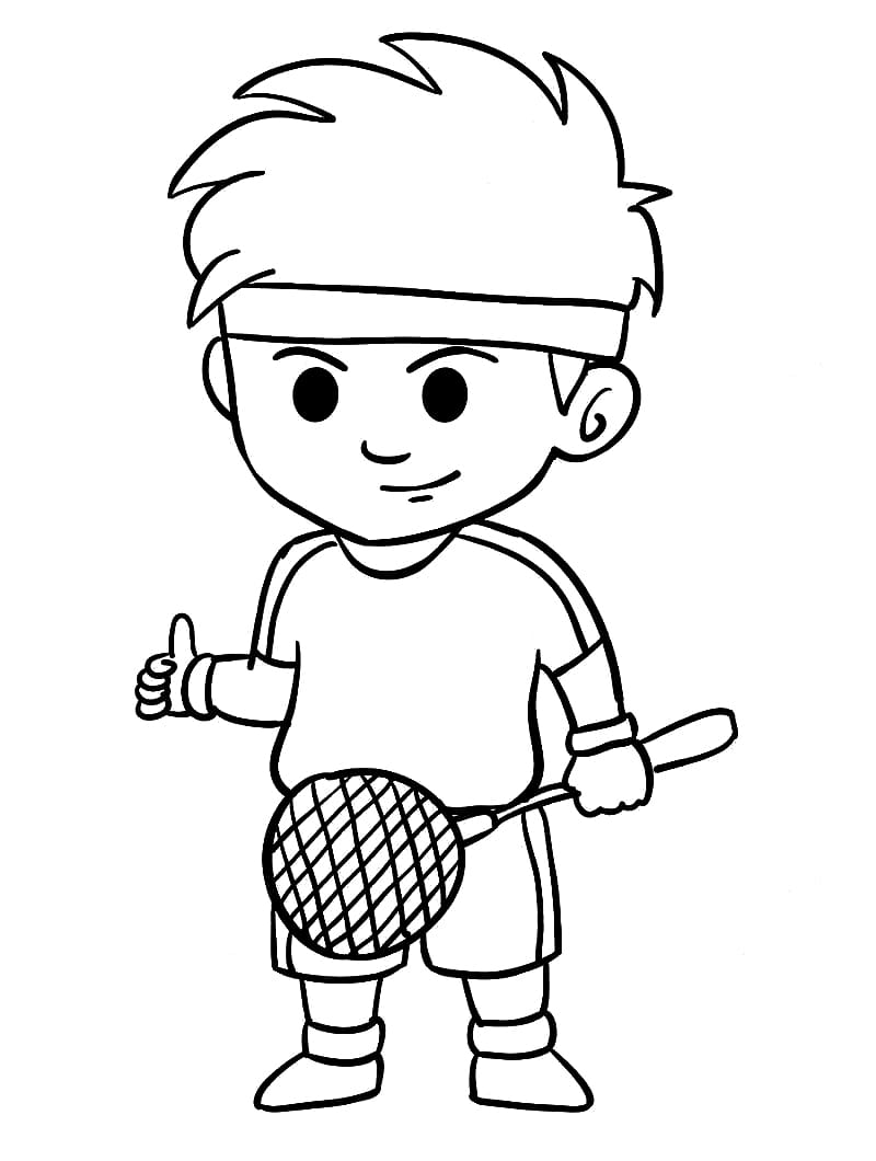 Desenho deMenino Jogando Badminton 3 para colorir