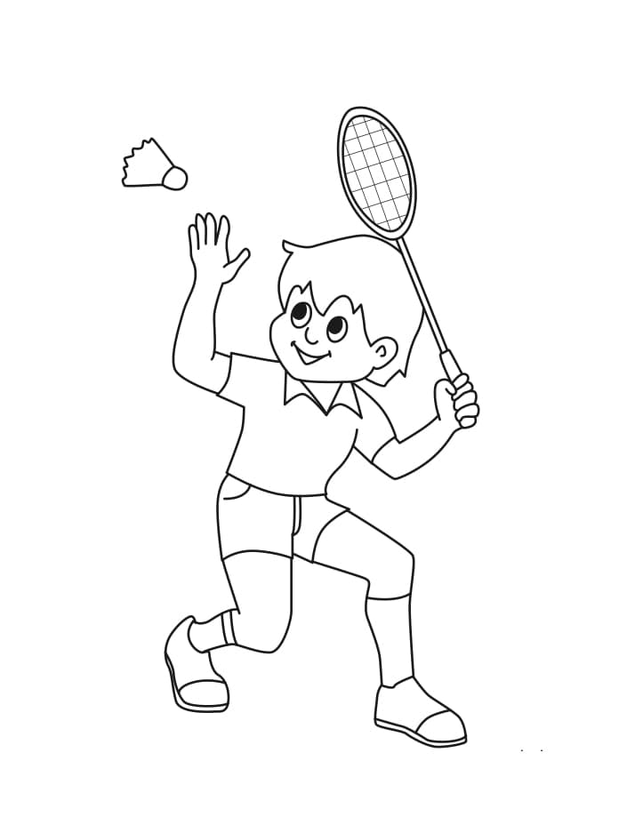 Desenho deMenino Jogando Badminton para colorir